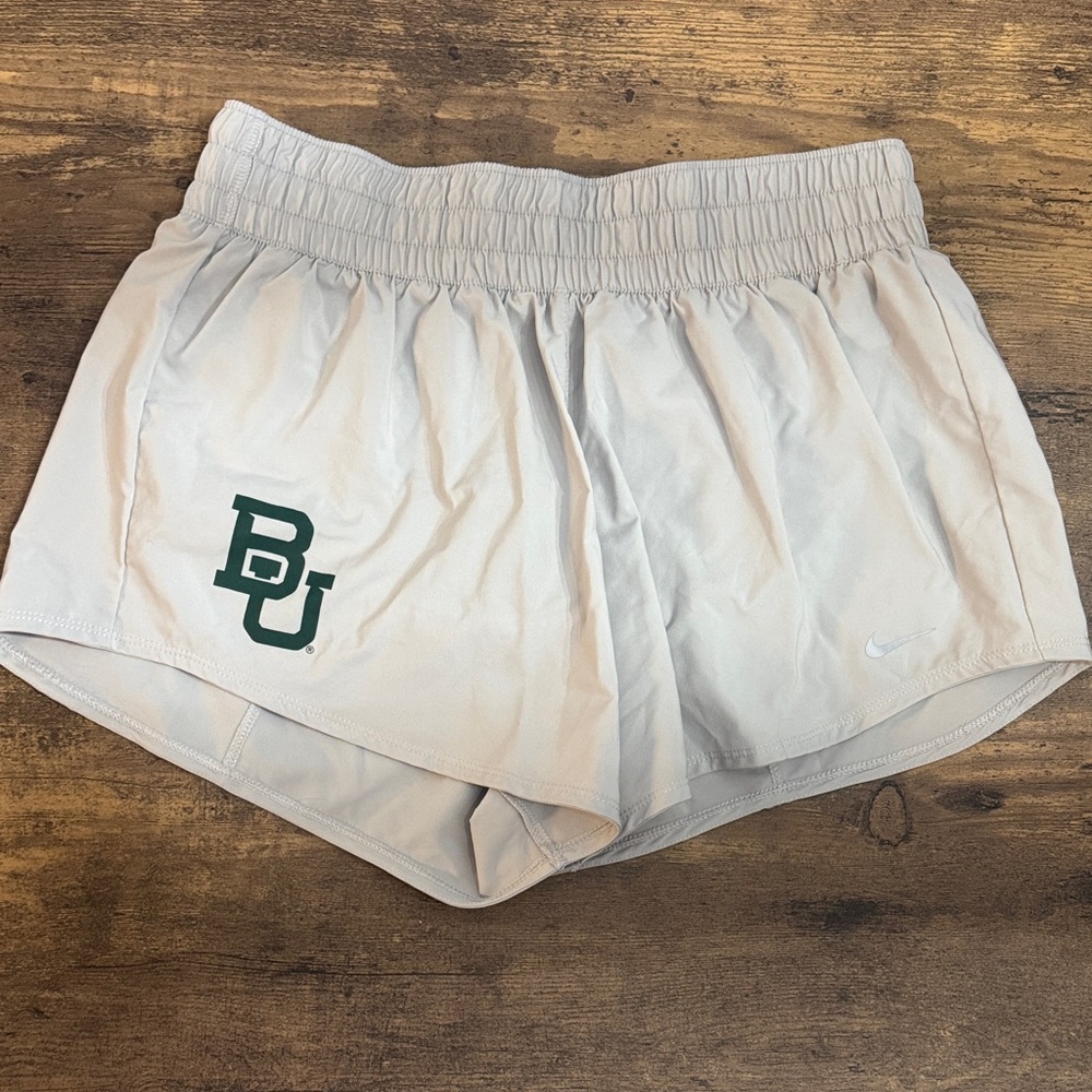 NWOT Nike Women's Athletic Shorts in gray with Baylor University Logo